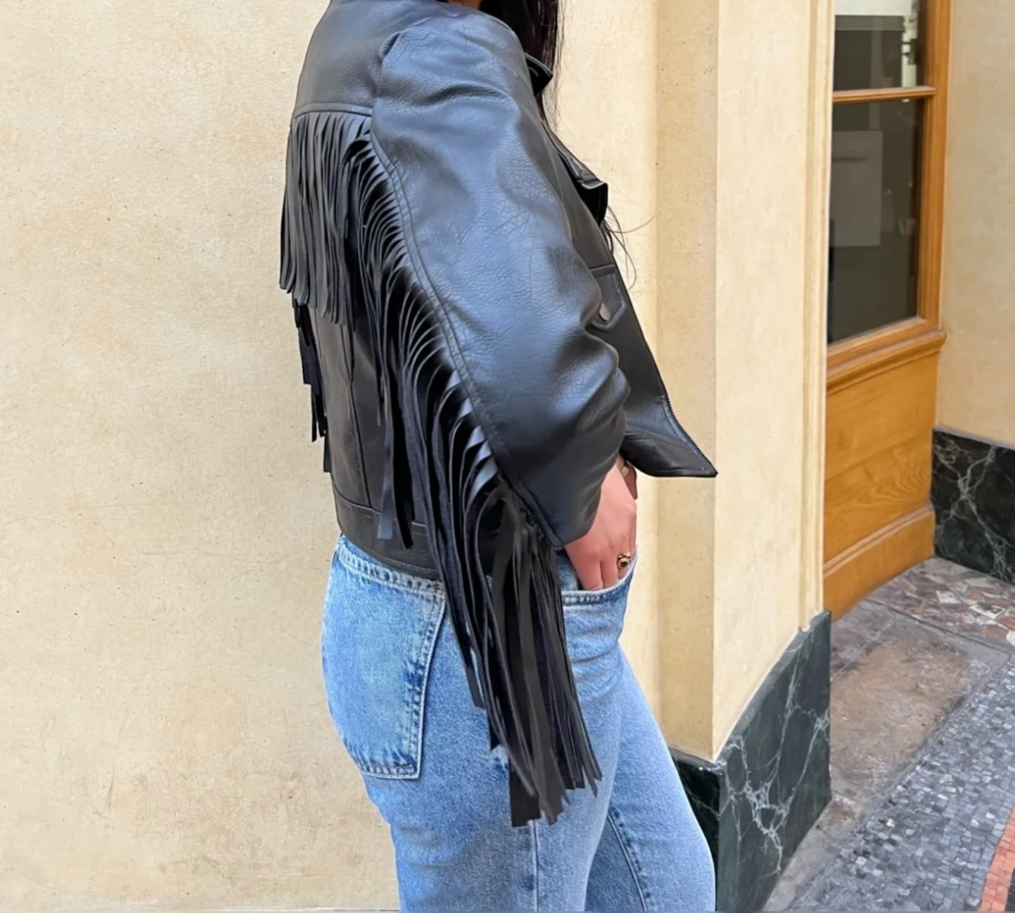 Blouson à Franges Simili Cuir