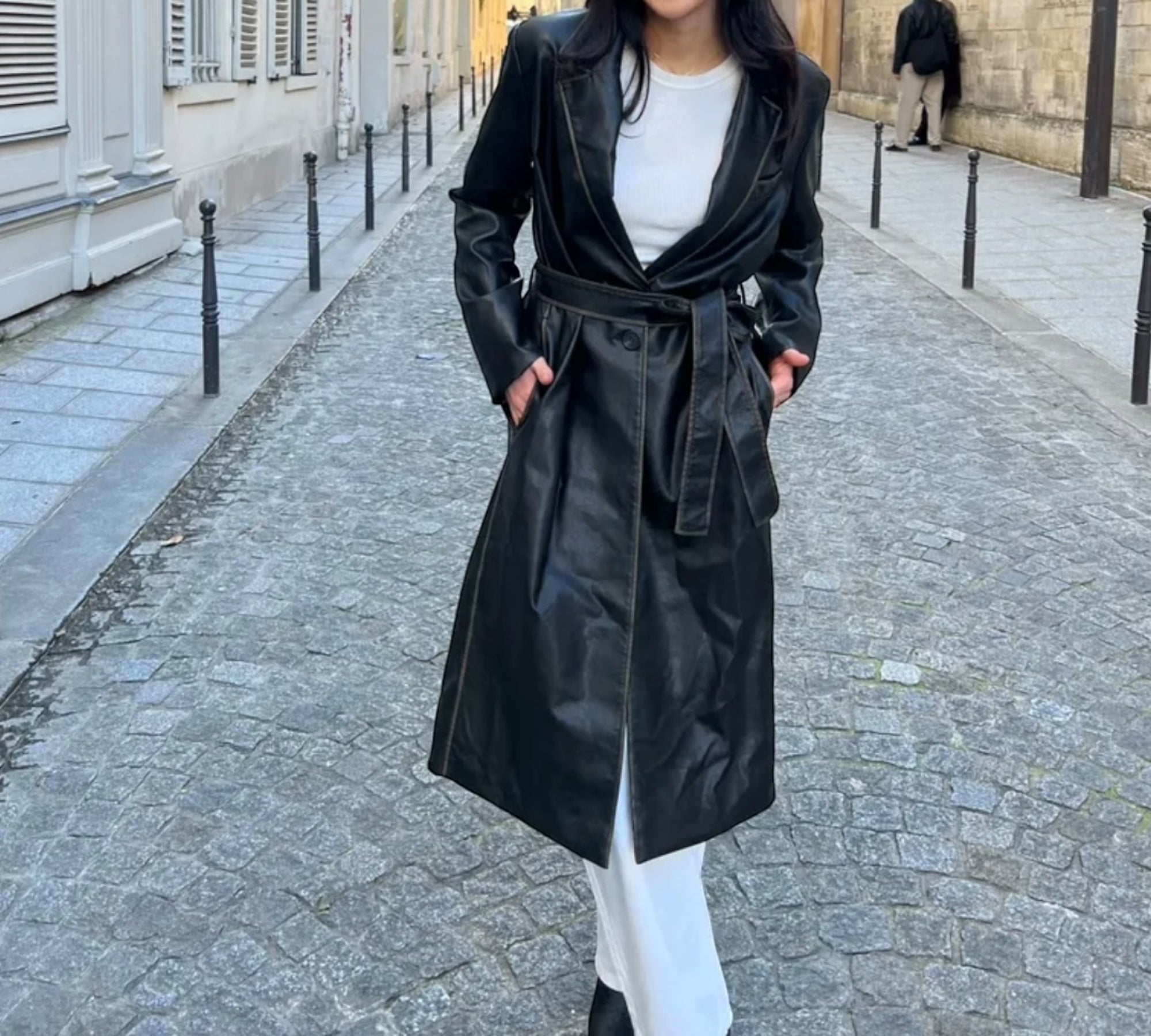 Trench Long en Simili Cuir : Chic et Stylé